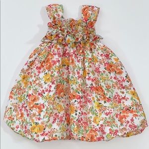 Little girls multicolor floral balloon dress